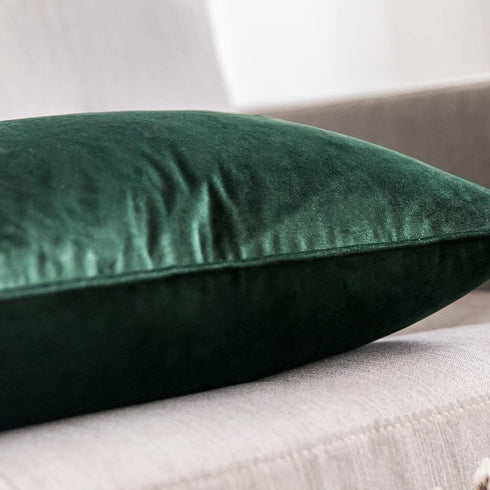 MIULEE Pack of 2 Decorative Velvet Throw Pillow Cover Soft Pillowcase Solid Square Cushion Case for Sofa Bedroom Car 20x20 Inch 50x50 cm Army Green