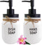 White Mason Jar Dish and Hand Soap Dispenser, 16 Ounce Glass Mason Jar with Black Plastic Pump and Stainless Steel Lid, Farmhouse Decor Rustic Kitchen Bathroom Accessories