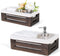 Dahey Toilet Tank Paper Basket Bathroom Organizer Countertop Container Cabinet Decorative Closet Wooden Storage Bin Decor Box with Handles and Washable Liner for Bedroom Livingroom Laundry, 2 Pack