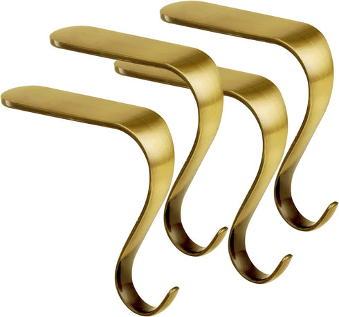 Party Decor&crafts Bronze Christmas Stocking Hangers for Mantle Set of 4 Anti-Slip Stocking Hooks for Fireplace- Stocking Holders for Fireplace New Year Christmas Party Decor (S-Bronze, 4)