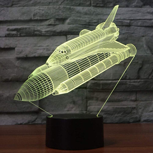 3D Illusion Night Light Space Shuttle 7 Color Change Touch Switch USB Powered LED Desk Lamp Christmas Thanksgiving Decor