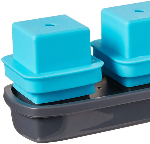 Tovolo King Cube Ice Mold System, Crystal Clear Seamless 2 Inch Cubes for Whiskey Cocktails & More - Set of 4 Molds