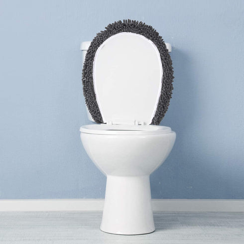 MAYSHINE Seat Cloud Bath Washable Shaggy Microfiber Standard Toilet Lid Covers for Bathroom (Standard Lid, Charcoal Gray)