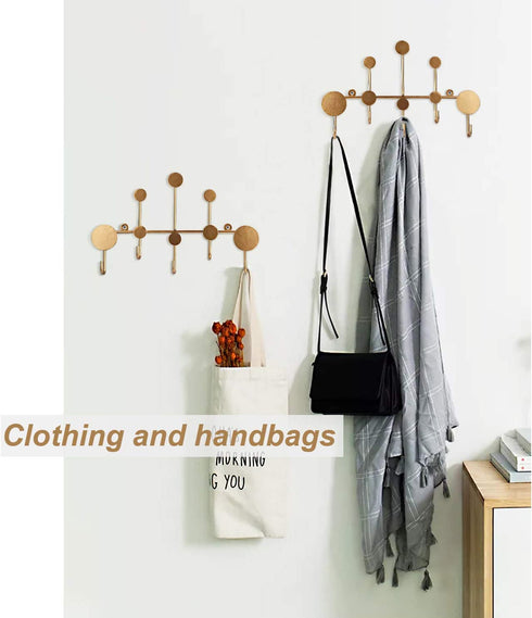 Coat Hooks Wall Mounted, Dedoot Metal Coat Rack 5-Hook Gold Heavy Duty Entryway Hook for Clothes Hat Key Towel and Bag