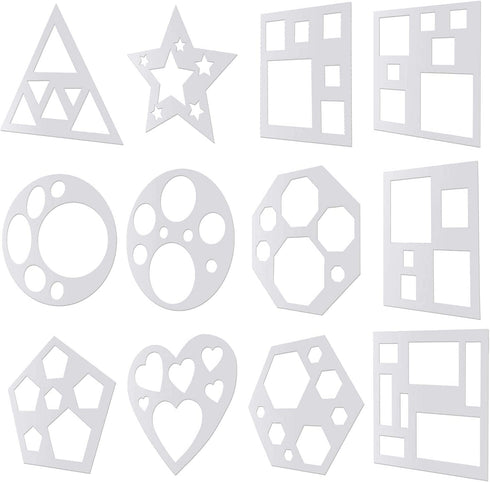 12 Pieces Chalk Stencils Set Sidewalk Plastic Stencils Drawing Stencil Template Geometry Shape Stencils for Arts and Crafts