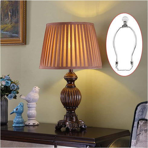MARRTEUM 12-Inch Lamp Shade Harp Holder with Clear Faceted Crystal Lamp Finial and Light Saddle Base for Table and Floor Lamps, 2set