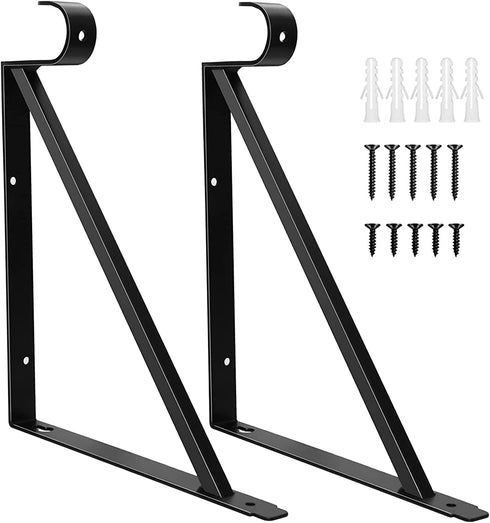 SUNGROOCloset Rod Brackets Holder Heavy Duty Support Bracket Black Closet Shelf Bracket with Rod Support Great for Both Shelf Storage and Closet Rod 2 Pack 4 Pack (2 Pack)
