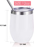 Zonegrace 4 Sets 12 oz Stainless Steel Stemless Wine Glass/Mug, Unbreakable Double Wall Vacuum Insulated thermal White Wine Tumbler with Lids for Wine, Coffee, Including 4 Straws