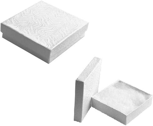 RJ Displays-20 Pack Cotton Filled Swirl White Color Jewelry Gift and Retail Boxes 3 X 3 X 1 Inch Size