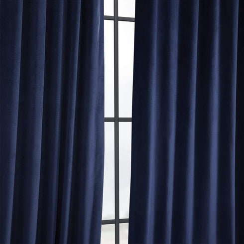 HPD Half Price Drapes VPCH-P Signature Blackout Velvet Curtain (1 Panel), 50 X 120, Union Blue
