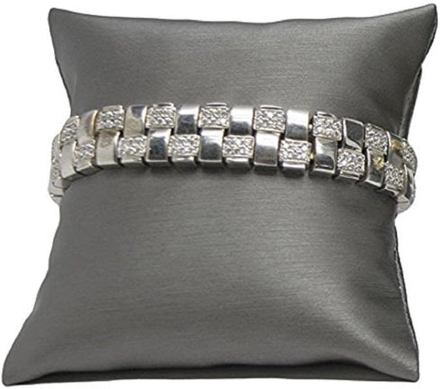 888 Display 4-Pieces Bracelet Watch Pillow Jewelry Displays (4" x 4", Steel Grey Faux Leather)