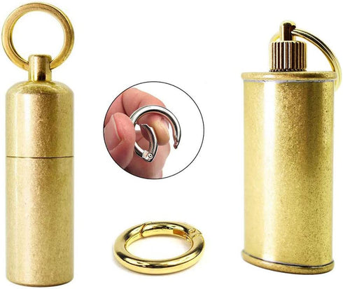 Dreambay Brass Keychain Mini Lighter and Container EDC Peanut Waterproof Lighter for Fire Starter Survival Camping Emergency Use