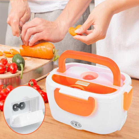 Heating Lunch Box, Electric Heating Lunch Box Portable Food Container Home Office US Plug 110V Orange