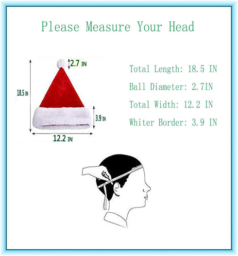 Christmas Hat Santa Hat Bulk Adults Santa Claus Hats Christmas Santa Party Hats for Women/Men/Teens