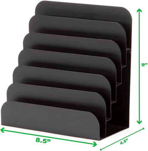 Mind Reader Vertical Desk File Organizer, 6 Slots, Black