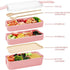 Iteryn Lunch Box Bento Box,3-In-1 Compartment - Wheat Straw, Leakproof Eco-Friendly Bento Lunch Box Meal Prep Containers for Kids & Adults (Beige&Pink)