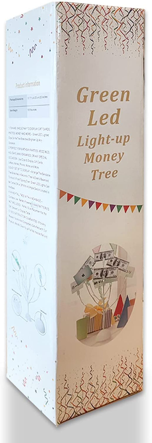 Money Tree Gift Card Holder with 10 Clips and 25 LED Light Up Lights Present Card Picture Display Tree Table Stand Creative Gift for Christmas/Birthday/Graduation Party