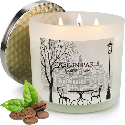 Large Jar Candles for Home, 3 Wicks Strong Coffee Milk Scented Candles Stress Relief, 14.6 Oz Aromatherapy Candle Gift for Women, 75 Hours Burning Time