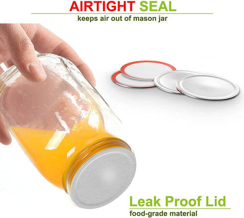 Wide Mouth Canning Lids for Ball, Kerr Jars - 24-Count Split-Type with Leak proof & Airtight Seal Features, Metal Mason Jar Lids for Canning - Food Grade Material, Silver/86 MM