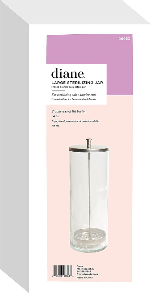 Diane Glass Sterilizing Jar Disinfectant Container for Salon, Barber Shop Large - 10 Tall x 3.4 Wide 33 Fl Oz Capacity Clear D6063