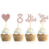Donoter 48 Pcs Rose Gold He Asked She Said Yes Cupcake Toppers Diamond Ring Heart Cake Picks for Wedding Engagement Party Cake Decorations