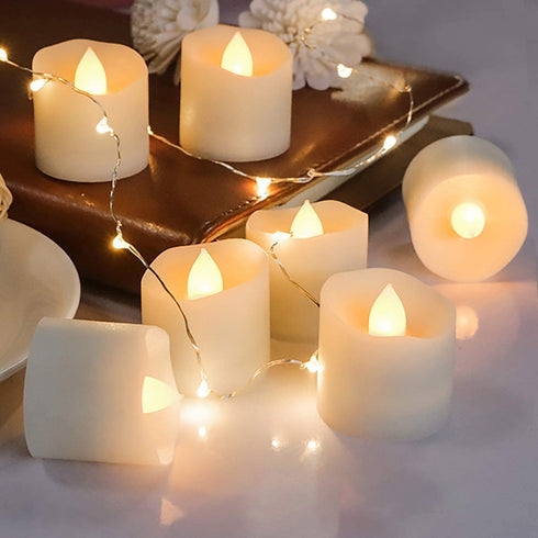 Homemory 2X Battery Capacity Timer Tea Lights, Flameless Flickering LED Tea Lights Battery Operated, 12-Pack, Warm White, 1.57'' D x 1.37'' H, Ideal for Home Decor and Gifts Choice