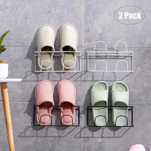 Hanging Shoes Rack, Strong Self Adhesive Shoes Holder Storage Organizer, Door Shoe Hangers Shoe Shelf Holder, Shoe Rack Hanging Over the Wall for Hanging on the Door, Bathroom, Kitchen(2 Pack,Black)