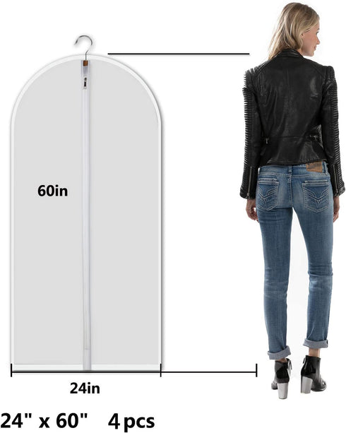 Allhom garment bags for dresses - set of 4 pcs 60 inch hanging clothing storage bags and cedar balls, for long dress, long gowns, and dance costumes