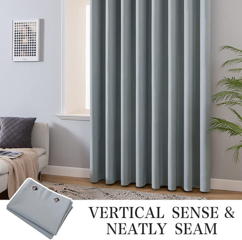 MIULEE 100% Blackout Curtains Thermal Insulated Solid Grommet Curtains/Drapes/Shades for Bedroom Living Room 2 Panels, 52" x 90", Silver Grey