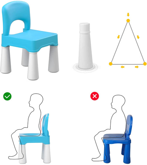 Plastic Kids Chair, Durable and Lightweight, 9.3" Height Seat, Indoor or Outdoor Use for Boys Girls Aged 2+ Blue