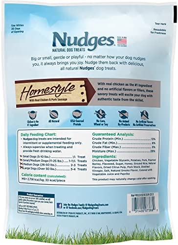 Blue Buffalo Nudges Homestyle Natural Dog Treats, Chicken and Pork, 12oz Bag