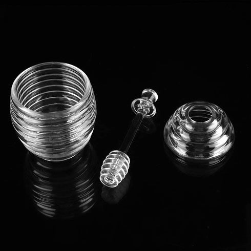 Honey Jar, Honey Jars with Dipper, Glass Made Honey Dipper and Honey Pot for Storing and Dispensing Honey, 265ml