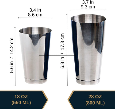 BARIANTTE Weighted Boston Cocktail Shakers, Bartender Shaker Large, Boston Shaker Set Extra Large Cocktail Shaker, Drink Shaker Bar Shakers Bartending | 28OZ & 18OZ Stainless Steel Professional Shaker