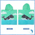 SearchI Kids Hooded Bath Towel, Soft Cotton Beach Swim Pool Poncho Bath Towel for Boys Girls Age 2 to 6 Years Green Whale, 23 x 24 inches