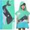 SearchI Kids Hooded Bath Towel, Soft Cotton Beach Swim Pool Poncho Bath Towel for Boys Girls Age 2 to 6 Years Green Whale, 23 x 24 inches