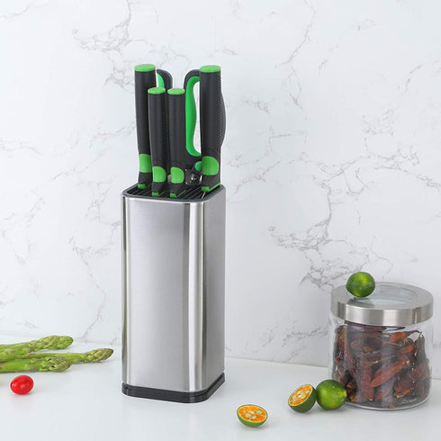 BOXINSP Stainless Steel Universal Knife Holder,Kitchen Knife Block with Scissors Hole,Countertop Storage,Organizer Rack,Easy Cleaning and Drying Seat,Detachable Knife Stander,Knife Shelf,Knife Carrier