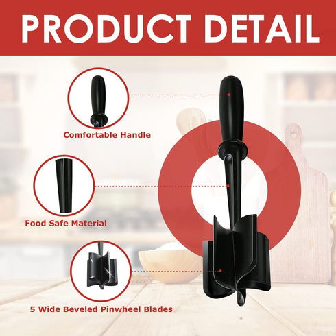 Meat Chopper, 5 Curve Blades Ground Beef Masher, Heat Resistant Mesher and Smasher for Hamburger Meat, Ground Beef, Ground Turkey and More, Hamburger Chopper Tool and Meat Fork, Non Stick Mix Chopper