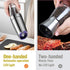 AVNICUD Electric Pepper Grinder, Automatic Pepper Mill, Electric Spice grinder, Battery-Operated with Adjustable Coarseness, LED Light, One Hand Operated (Silver 1Pack)