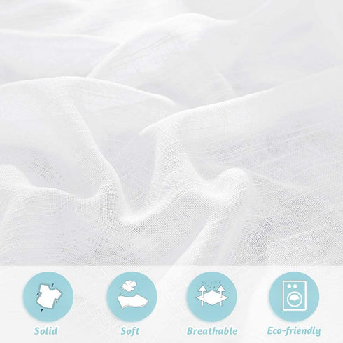 RYB HOME Semi Sheer Curtain Valance Window Topper, Textured Linen Sheer Kitchen Curtain Tier Swag Set, Privacy Half Window Curtains for Bedroom Living Room Bathroom, W 36 x L 63, 2 Panels, White