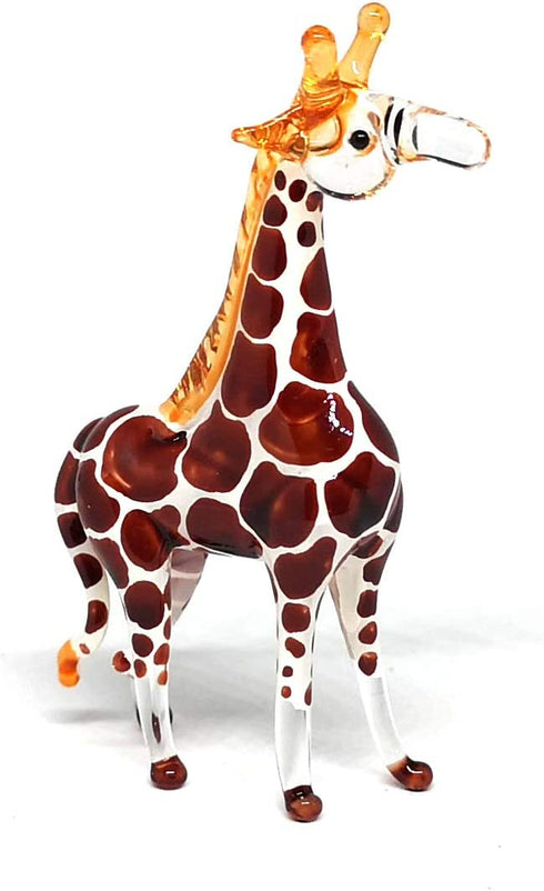 ZOOCRAFT Glass Giraffe Figurine Collectible Hand Blown Safari Miniature Animals Collectibles Home Decoration Set of 2