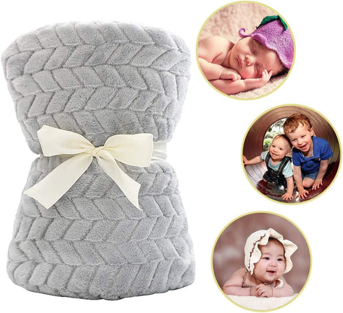 Baby Blanket Flannel, Cozy Throw Blankets for Newborn Infant and Toddler, Super Soft and Warm Receiving Baby Blanket for Crib Stroller (Grey 4060")