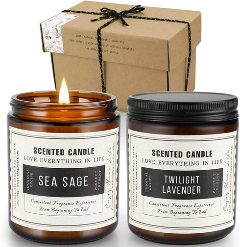 Sage Candles for Cleansing,2 Pack Soy Candles for Home Scented,14.4 Oz 100H Burning, Scented Candles Gift Set for Women Mother's Day Birthday Thanksgiving