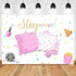Mocsicka Sleepover Party Backdrop Sleepover Pajamas Pillow Fight Pink Girl Party Decorations Slumber Party Banner Photography Background Cake Table Studio Props (7x5ft)