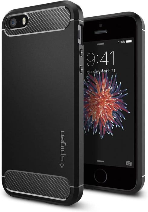 Spigen Rugged Armor Designed for iPhone SE Case (2016) - Black