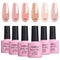 AIMEILI Builder Base Sheer Color Gel, No Need Slip Solution Builder Extension, Soak Off Gel Nail Polish 6pcs X 10ml - Kit Set 34