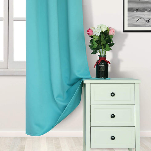 DWCN Turquoise Blackout Curtains Blocking Light Room Darkening Thermal Insulated Grommet Window Curtain for Bedroom Living Room Privacy Solid Drapes 42 x 72 Inches Length, Set of 2 Thick Panels