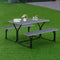 Fitable Outdoor Indoor Picnic Table Cover Waterproof Vinyl Fitted Table Cover with Bench Covers 3pcs Set Flannel Backing Tablecloth 30"*72" for Picnic/Travel/Holiday/Party/Folding Table Silver Grey