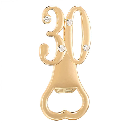 Set of 12 Creative Bottle Openers for 30th Birthday Party Favors or 30th Wedding Anniversary Party Gifts Black and Gold Themed 30 Birthday Party Favors Souvenirs Decorations for Guests (12, Gold 30)