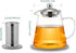 950ml/30oz Glass Teapot Kettle with Removable Stainless Steel Infuser & Matching Silicone Coasters, Stovetop & Microwave Safe Tea Pot for Loose Leaf Tea & Blooming Tea
