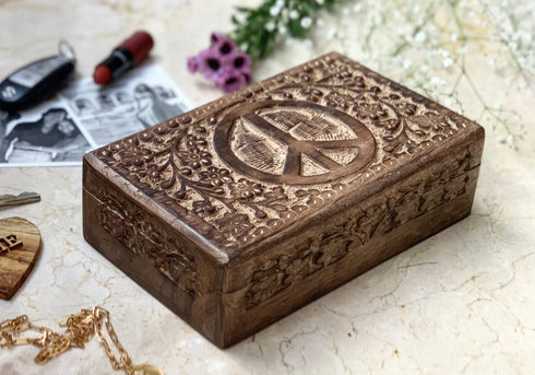 Great Birthday Gift Ideas Handmade Decorative Wooden Jewelry Box Jewelry Organizer Keepsake Box Treasure Chest Trinket Holder Watch Box Storage Box Anniversary Housewarming Gifts Women (Natural Finish)
